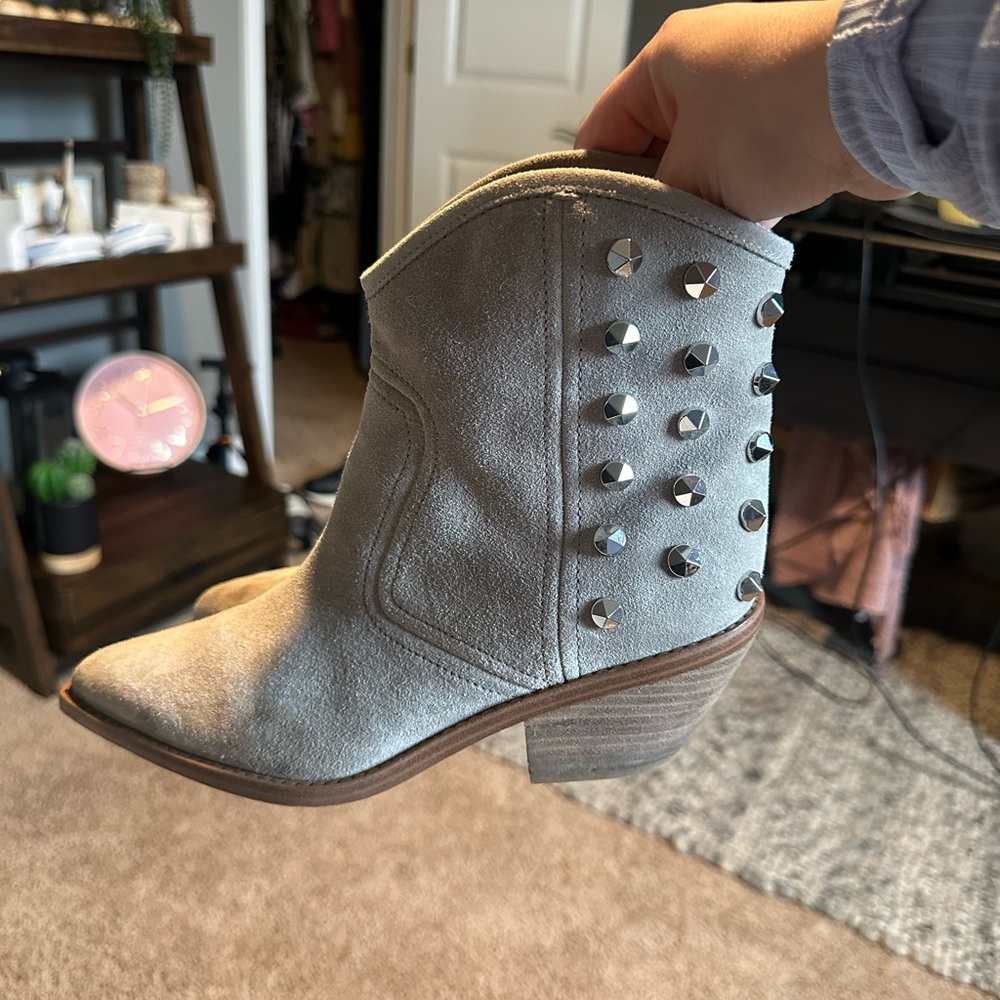 Studded Gray Ankle Boots